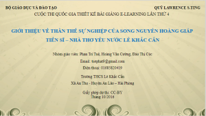 Giới thiệu về thân thế sự nghiệp của song nguyên hoàng giáp tiến sĩ - nhà thơ yêu nước Lê Khắc Cần