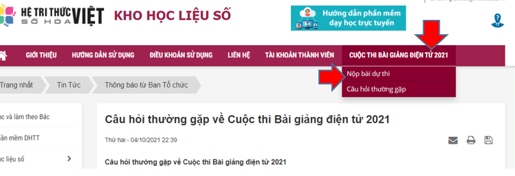 HƯỚNG DẪN THAM GIA  CUỘC THI BÀI GIẢNG ĐIỆN TỬ 2021